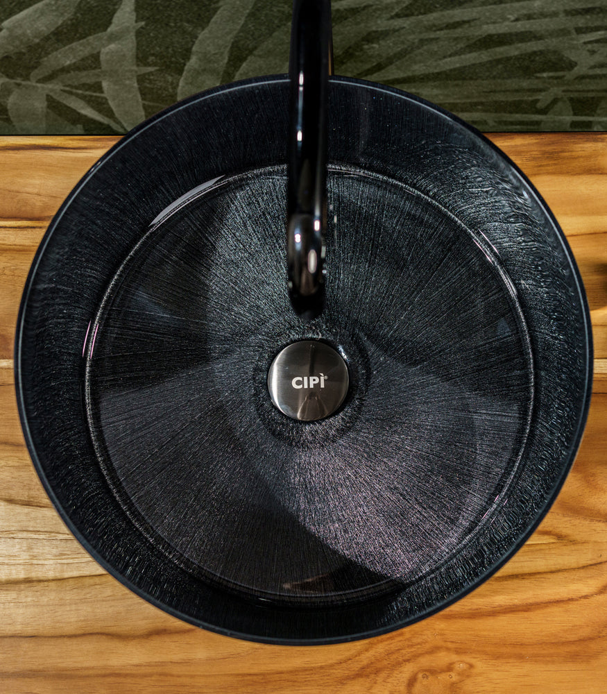 Gala Lavabo in vetro soffiato colore Nero ø 39,5