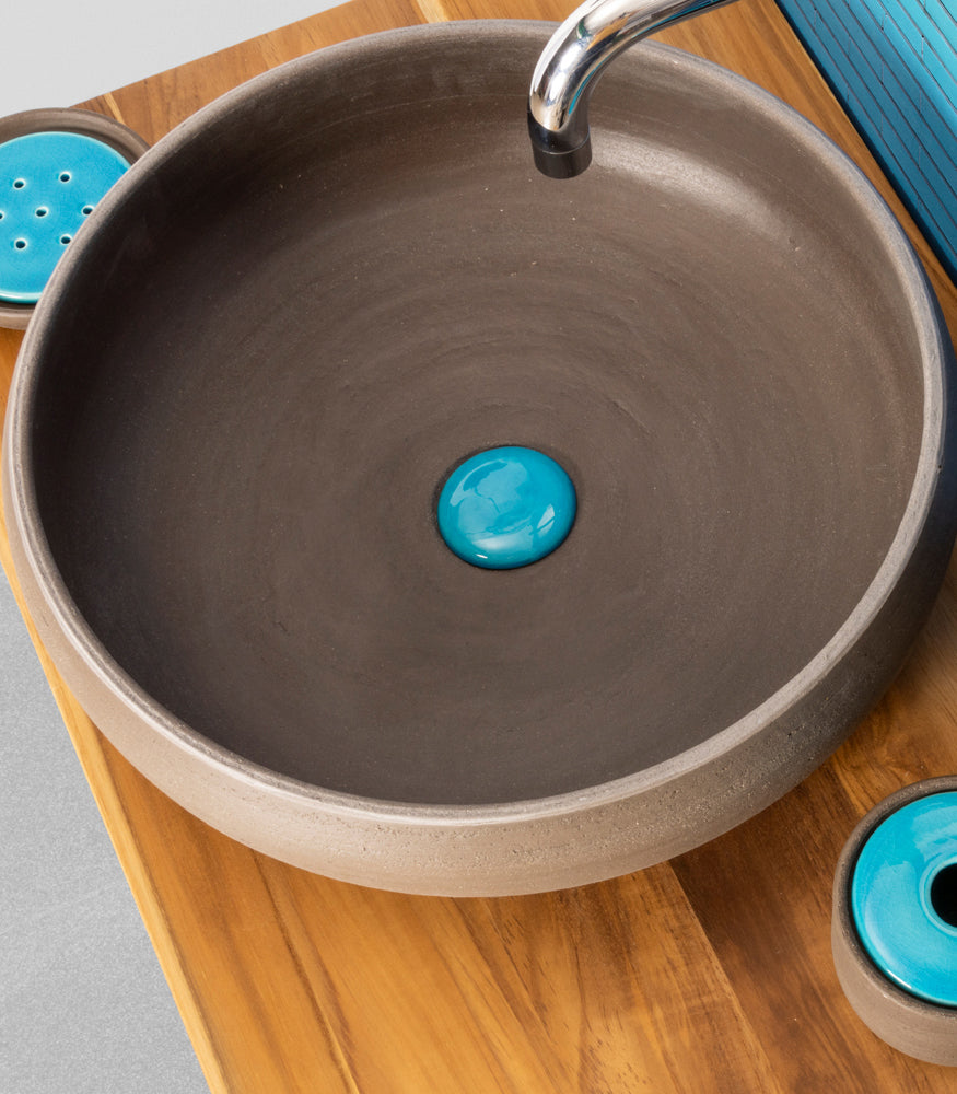 Lavabo da appoggio in argilla refrattaria (Terre scure) - diametro 42cm "Index Feel"