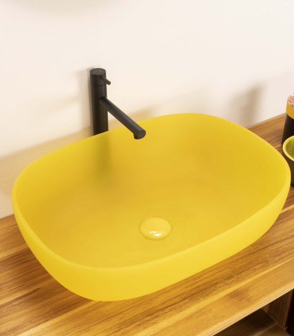 Snob 2.0 Lavabo in resina Giallo 55 x 40 x 16 h cm