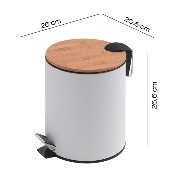 Bamboom poubelle 5 lt bianco matt/bambu' "Kenta"