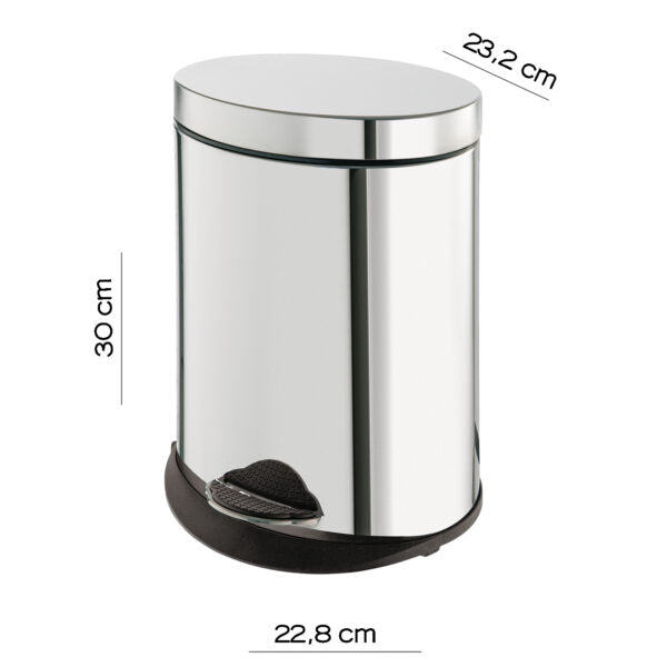 Portarifiuti ovale 5 lt cromato "Argenta"