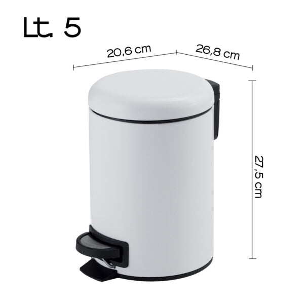 Portarifiuti 5 lt bianco matt "Potty"