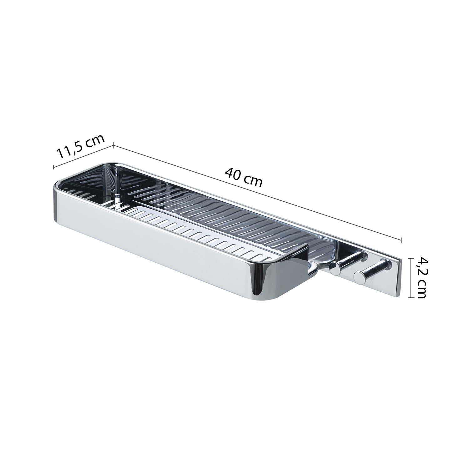 Portaoggetti doccia rettangolare con appendini cromato "Il giglio"