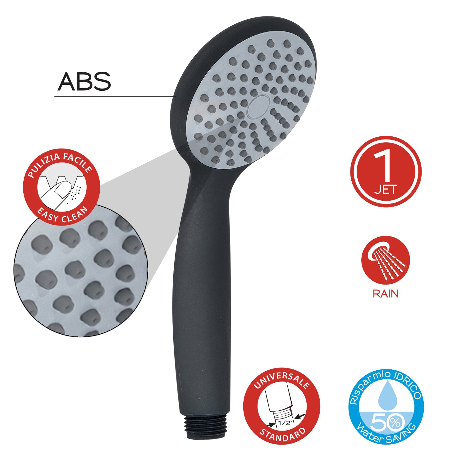 Doccetta doccia 1 getto nero matt - Easy 04
