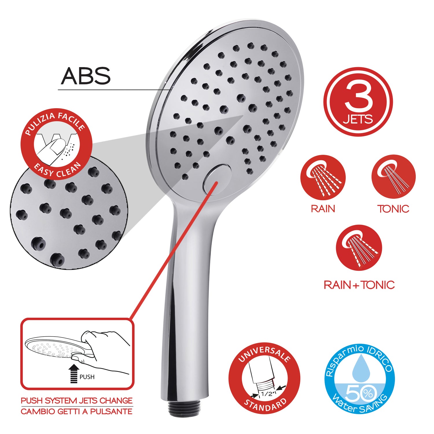 Doccetta Tech 12 3 getti cromato