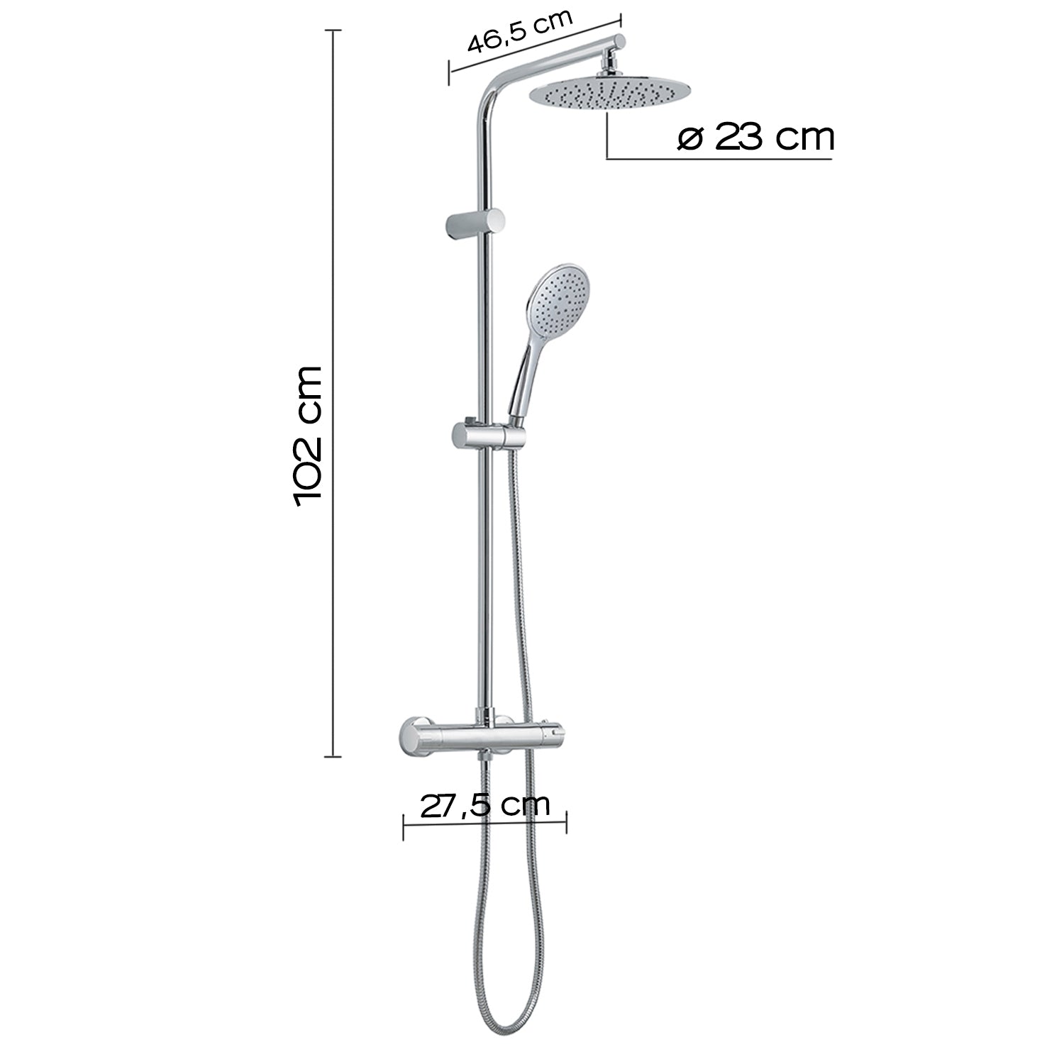 Colonna doccia termostatica 3 getti soffione 23 cm cromato "Easy mix 02"