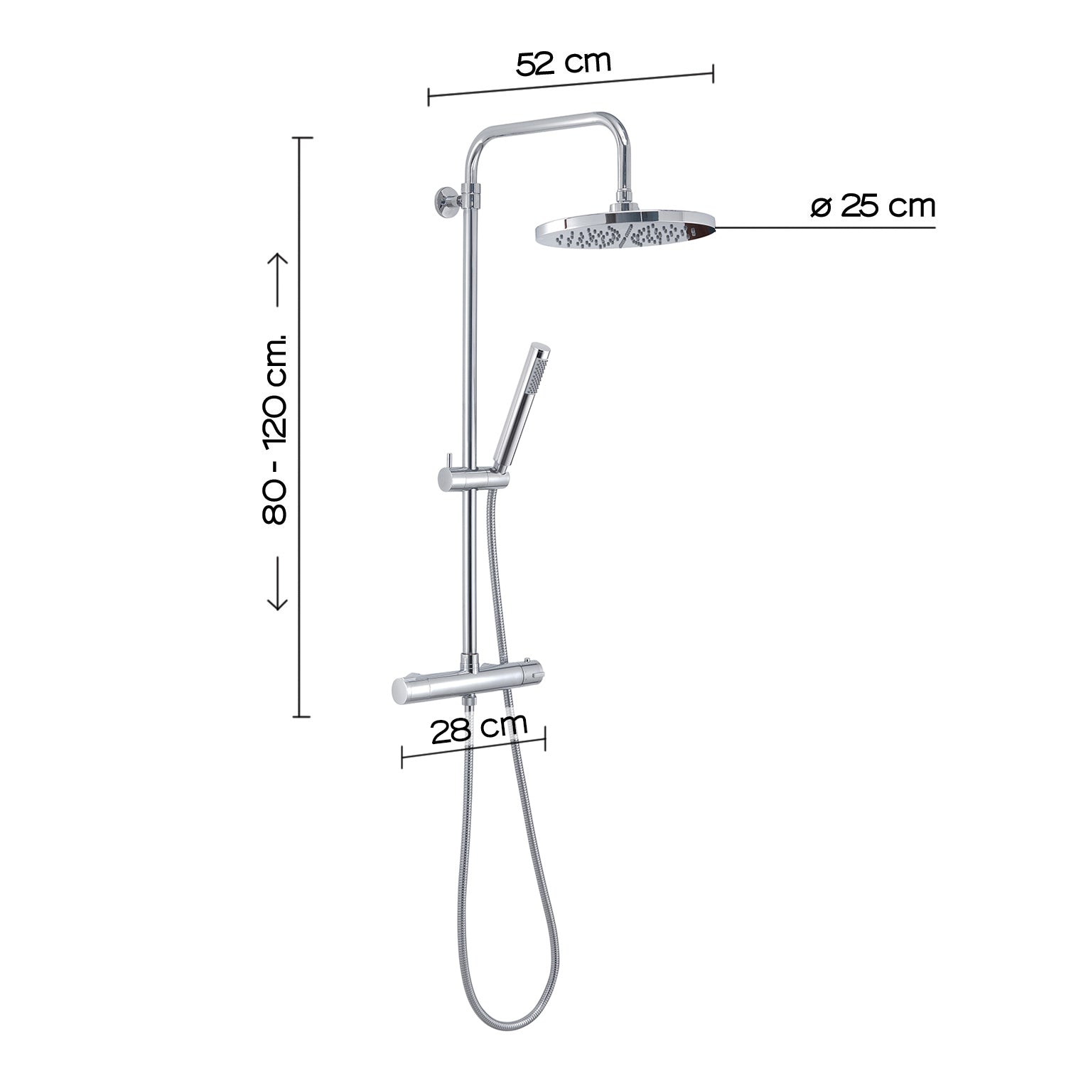 Colonna doccia termostatica 1 getto soffione 25 cm cromato "Star mix 00"