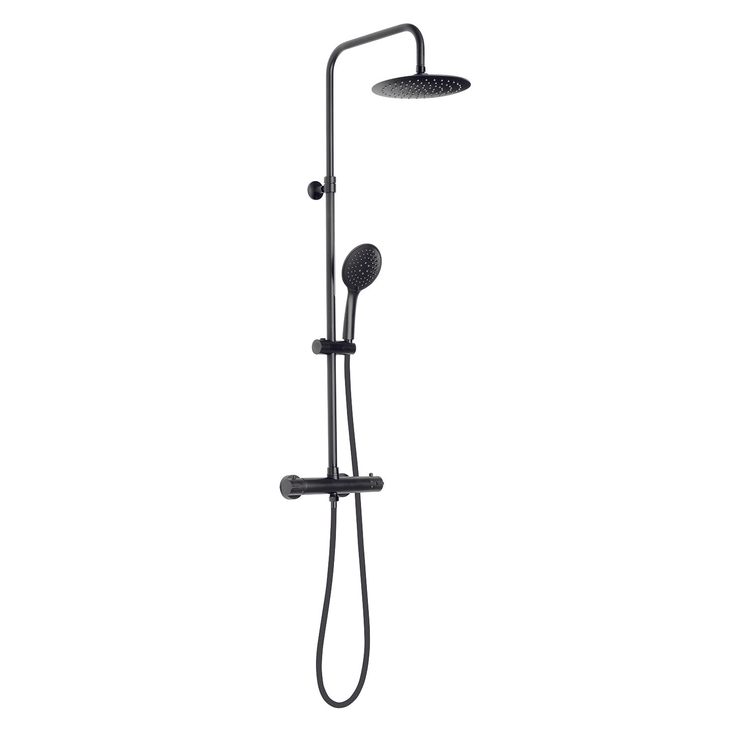 Colonna doccia termostatica 3 getti soffione 23 cm nero matt "Star mix 03"