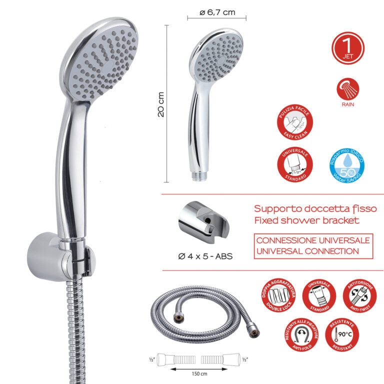 Kit doccia 1 getto cromato - Easy 05