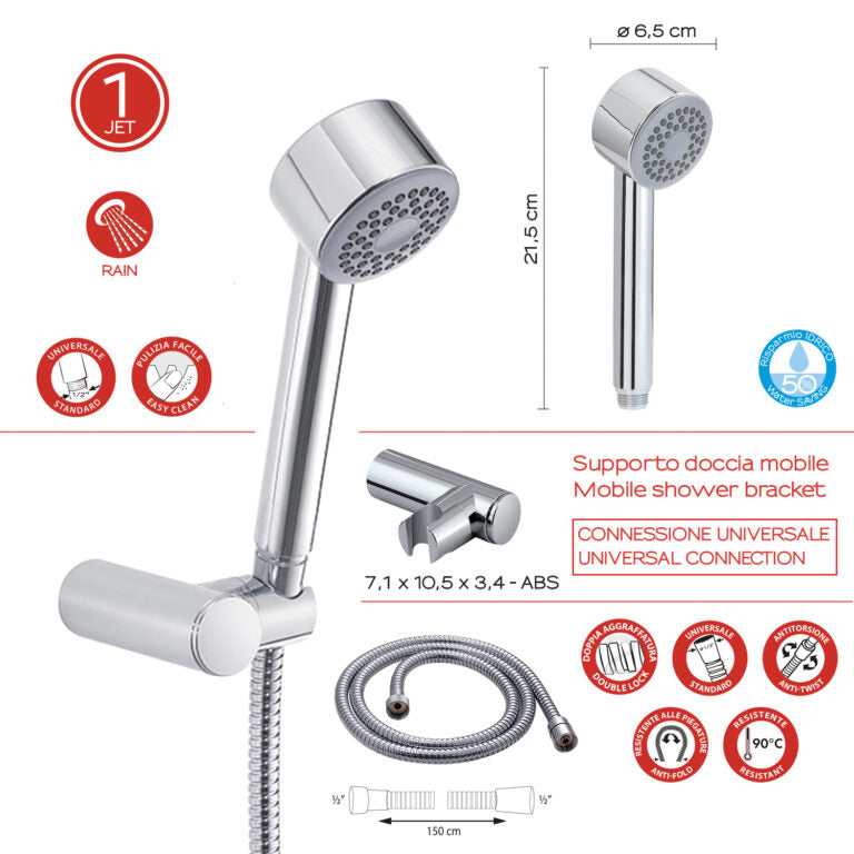 Kit doccia 1 getto cromato - Trendy 01