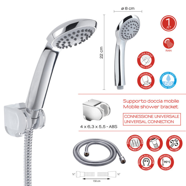 Kit doccia 1 getto cromato - Star 00