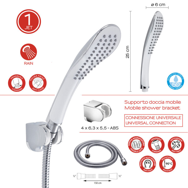 Kit doccia 1 getto bianco/cromato - Tendence 02