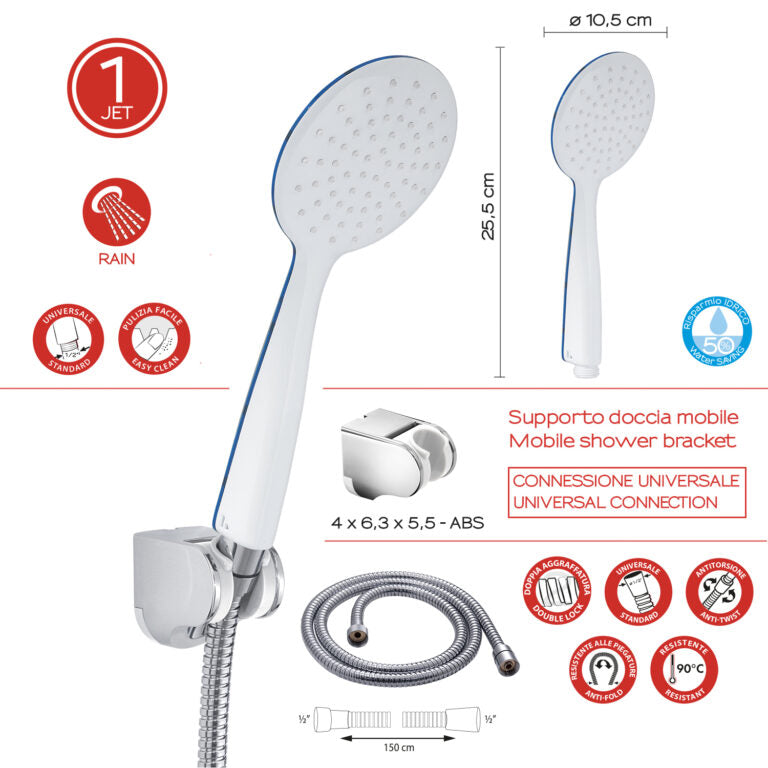 Kit doccia 1 getto bianco - Tendence 06