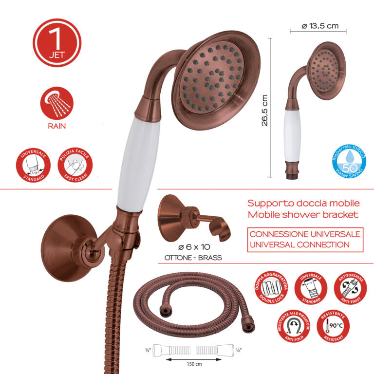 Kit doccia 1 getto rame - Liberty 02
