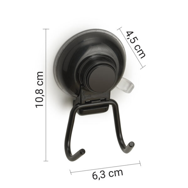 Gancio accappatoio nero a ventosa "Hot"