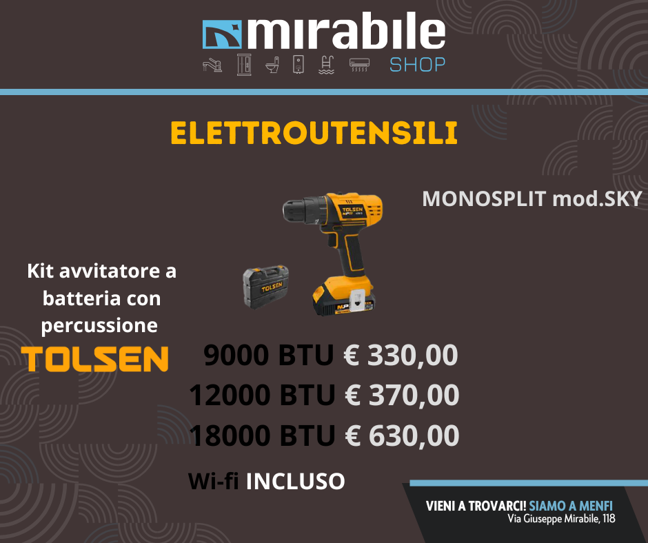 Kit avvitatore a batteria con percussione Tolsen