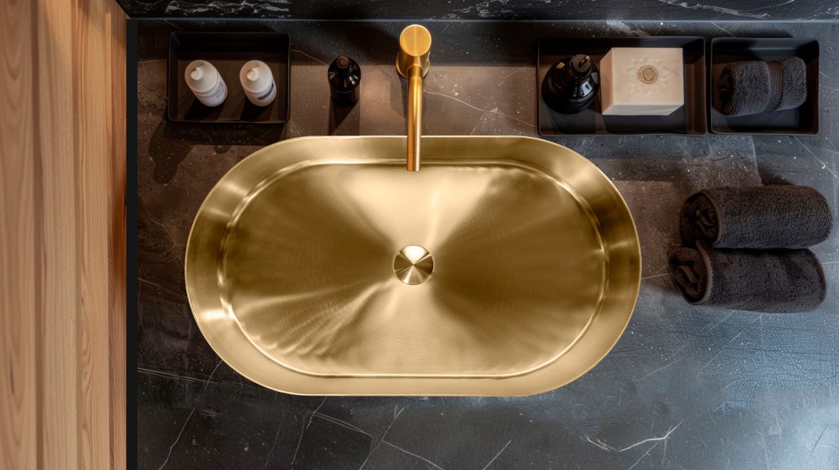 Lavabo Oro Matt - in Acciaio - Ovale - da appoggio "Foyer"