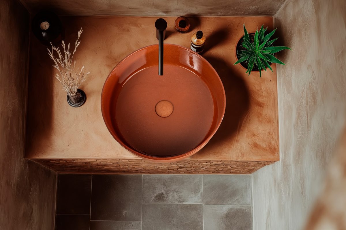 Index Red Lavabo in terracotta colore Rosso Ø 42