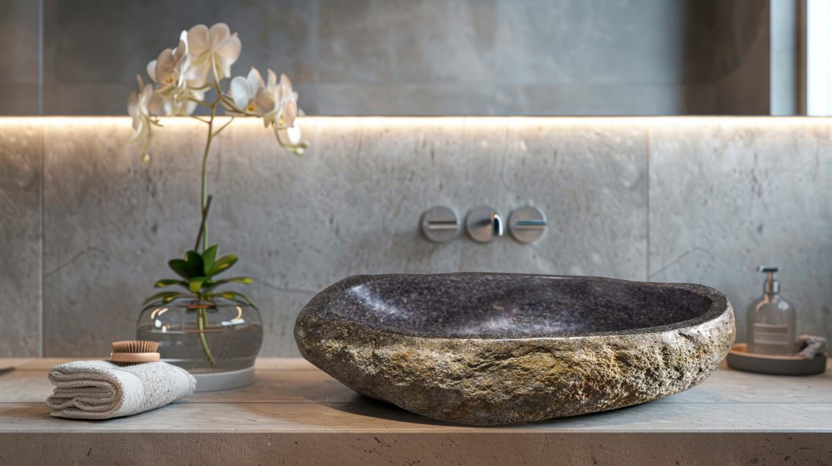 Joya 90 XXL Lavabo Ø 45 / 56 In pietra di fiume