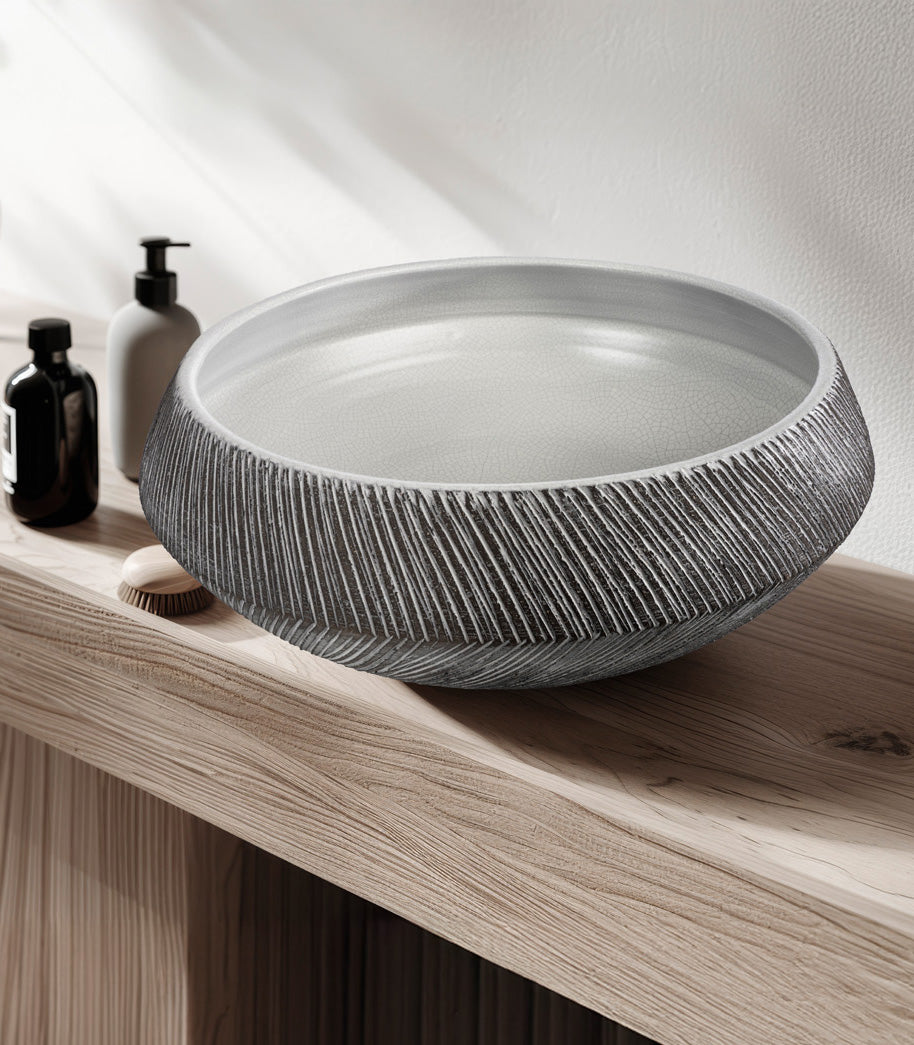 Tuareg Lavabo in terracotta colore Grigio Ø 42