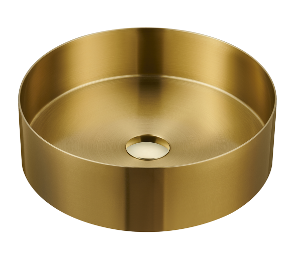 Lavabo oro matt - in Acciaio - Rotondo - da appoggio "Foyer"