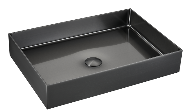Lavabo Titanio Nero - in Acciaio - Rettangolare - da appoggio "Foyer"