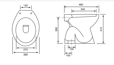 Vaso wc a terra con scarico a pavimento in ceramica champagne serie Elite coprivaso (escluso)