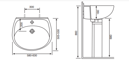 Lavabo in ceramica champagne serie Elite - 64 cm