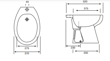 Bidet a terra in ceramica bianca serie Elite