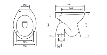 Vaso-bidet a terra in ceramica bianca serie Elite - Coprivaso (escluso)