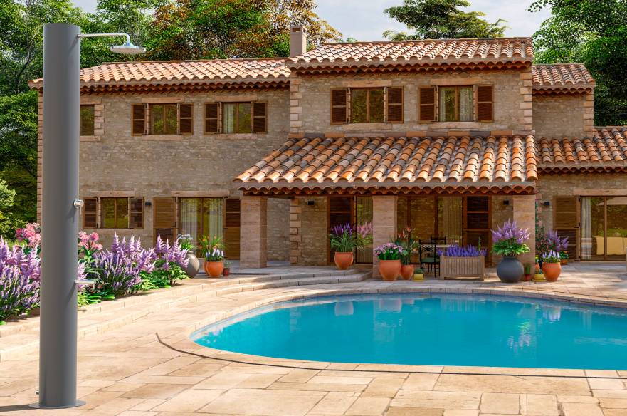 Doccia solare Arno A 70L Inox grigio ardesia miscelatore e lavapiedi