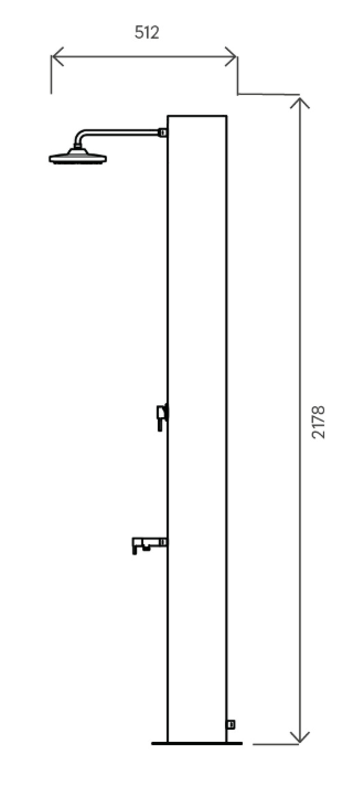 Doccia solare Arno N 70L Inox nero opaco miscelatore e lavapiedi