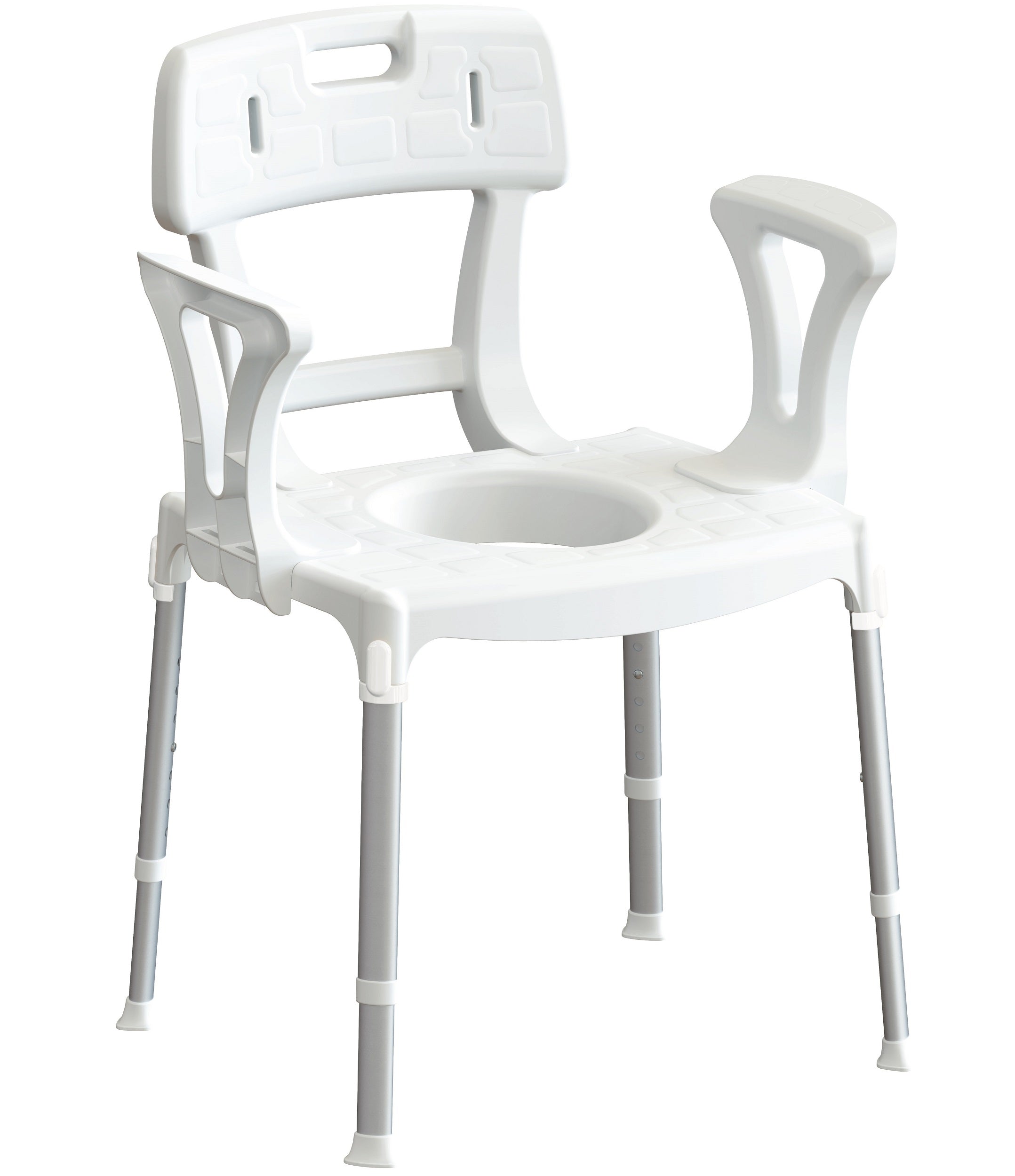 Sedia comoda rettangolare bianca con schienale e braccioli