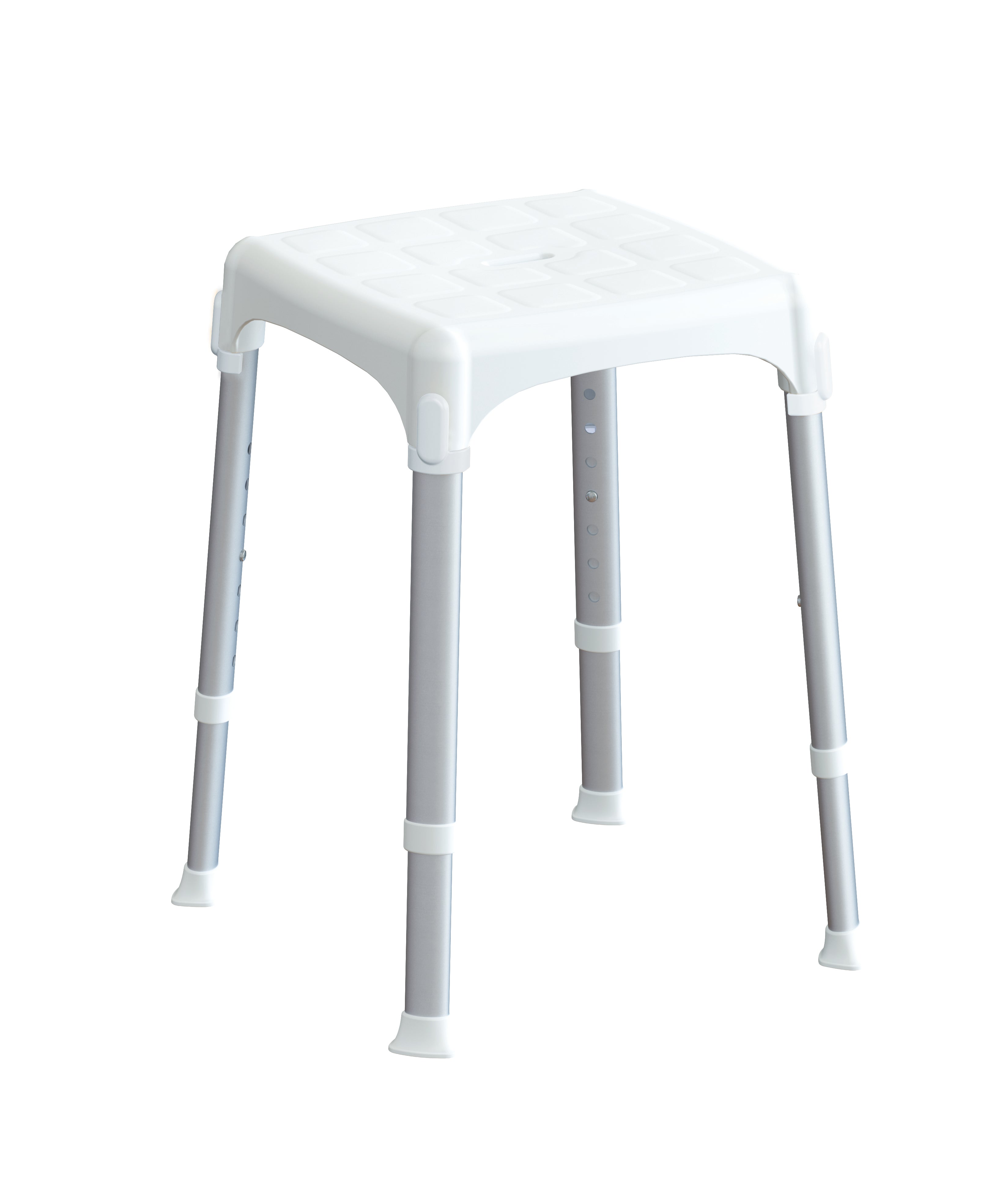 Sgabello da bagno quadrato regolabile bianco