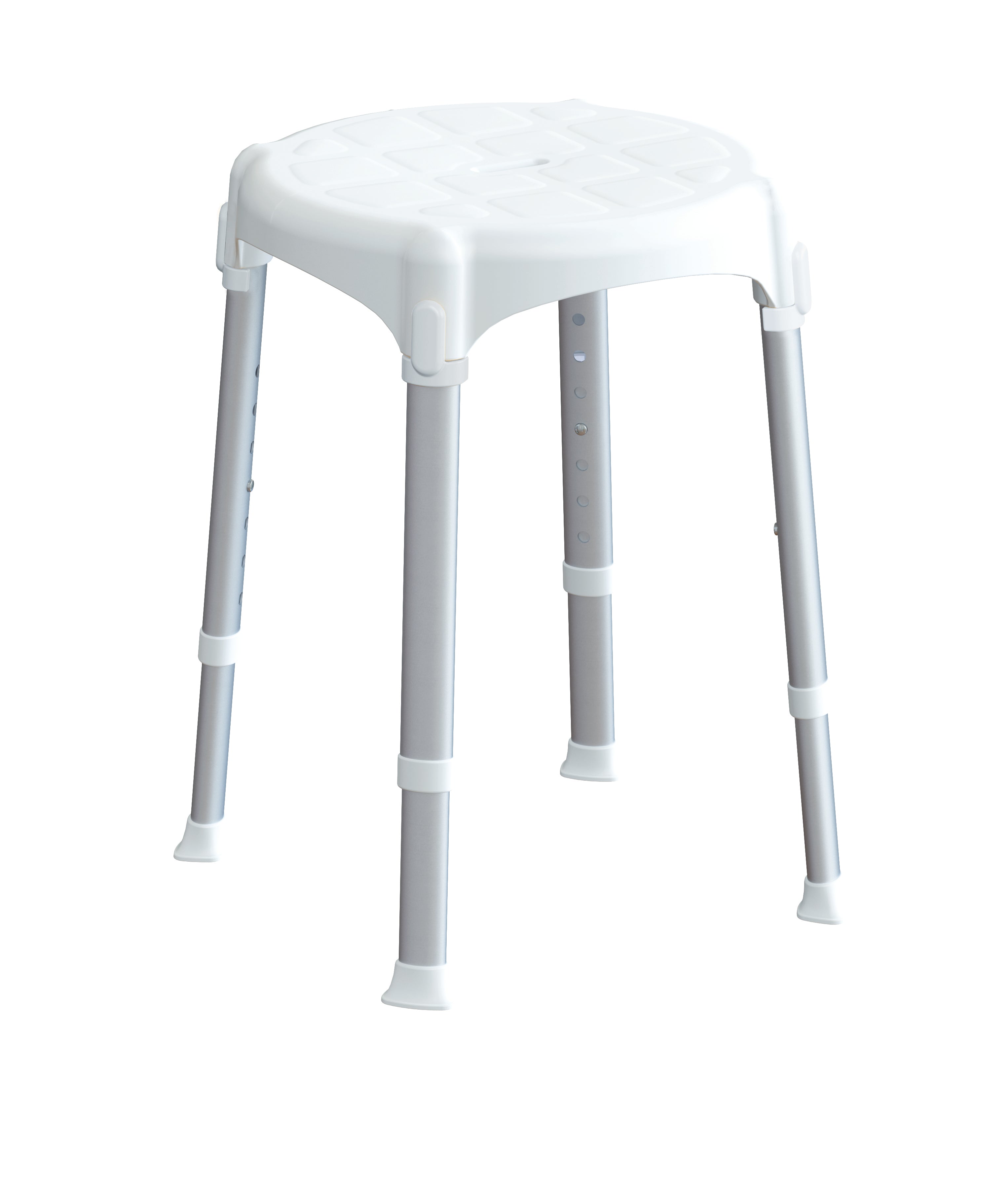 Sgabello da bagno rotondo regolabile bianco