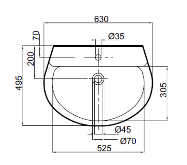 Lavabo 63 modello uno C marchio Elma