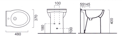 Bidet a terra filo parete in ceramica serie Ischia
