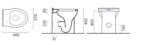Vaso wc a terra filo parete in ceramica bianca serie Ischia coprivaso (escluso)