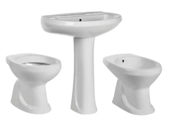 Serie completa Tris 4 pezzi in ceramica bianca con lavabo da 64 cm