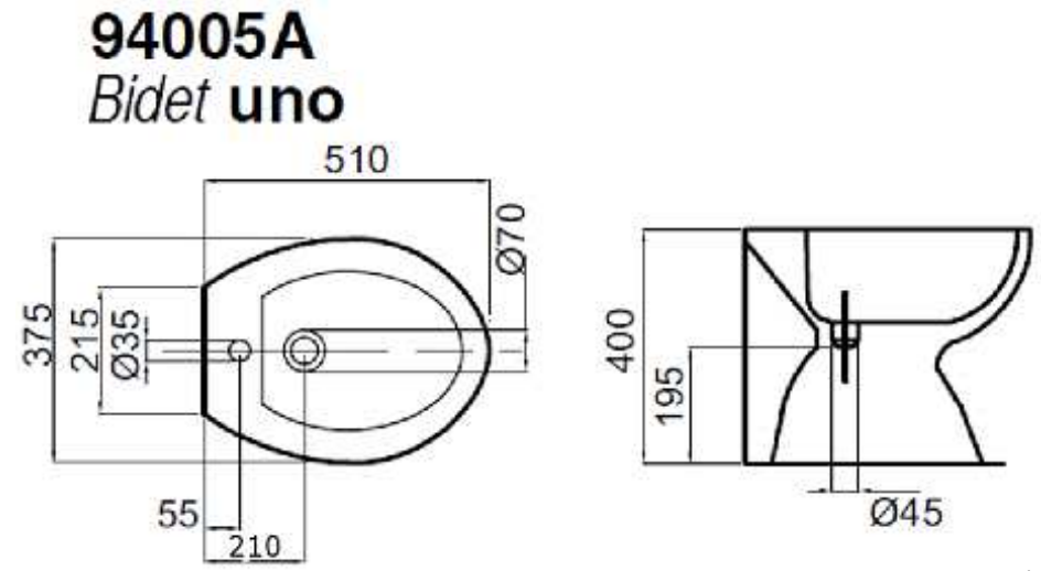 Bidet a terra Uno Marchio Elma