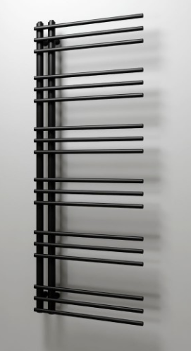 Radiatore termoarredo di design idraulico nero opaco modello Arpa 1200x500 mm - WATT 430