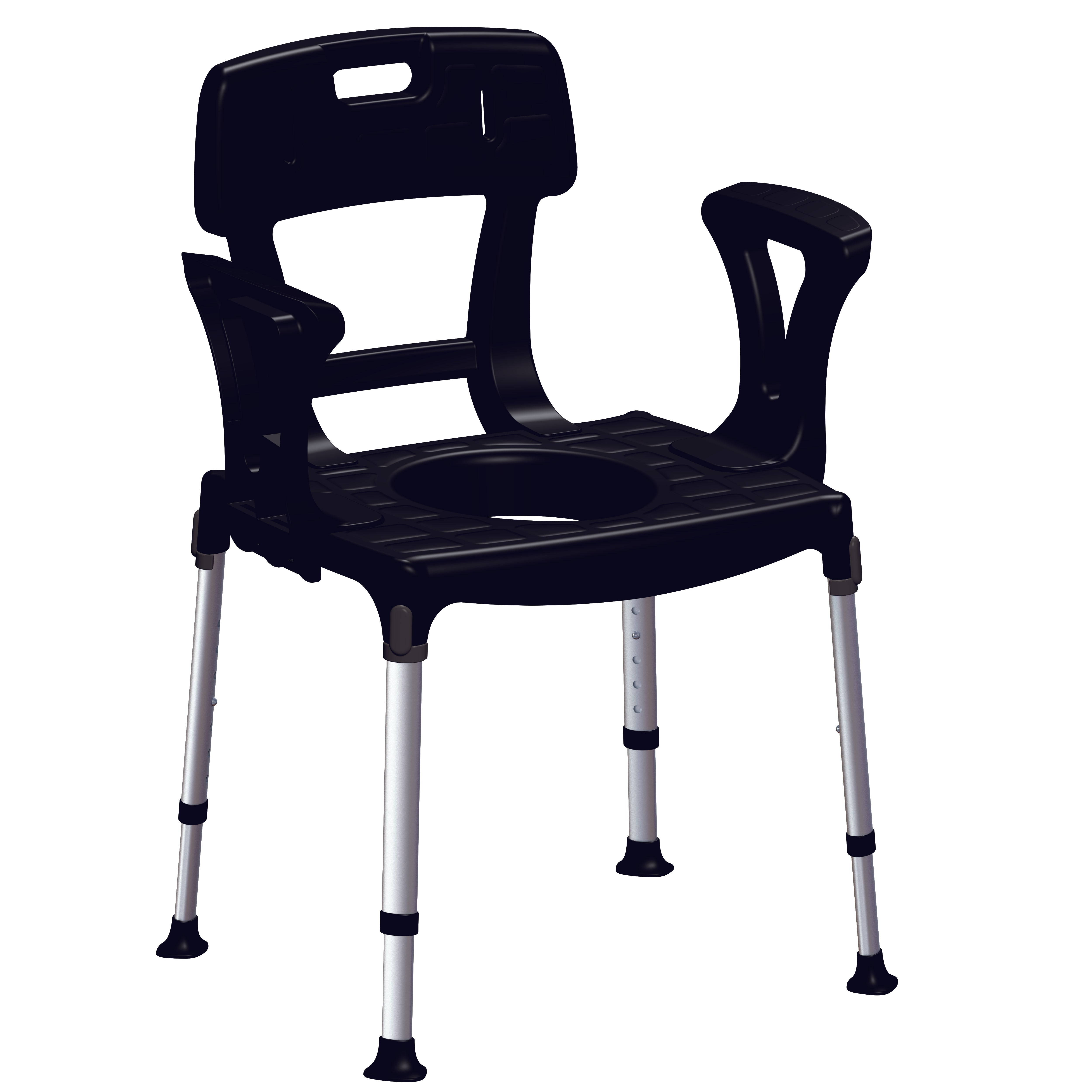 Sedia comoda rettangolare nero con schienale e braccioli