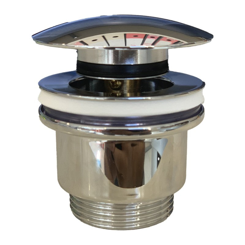 Piletta in ottone cromato e acciaio con tappo click-clack tondo