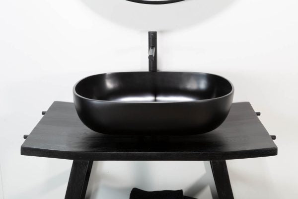Snob 2.0 Lavabo in resina Nero 55 x 40 x 16 h cm
