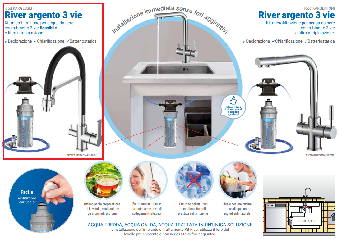 Depuratore acqua domestico a 3 vie - flessibile