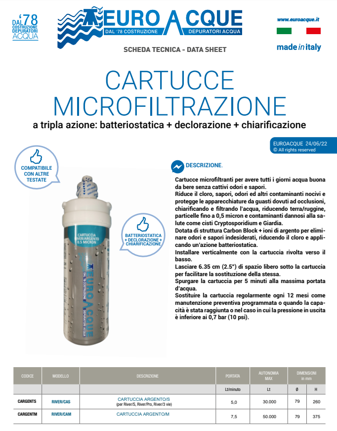 Cartuccia Microfiltrazione mod.SMALL