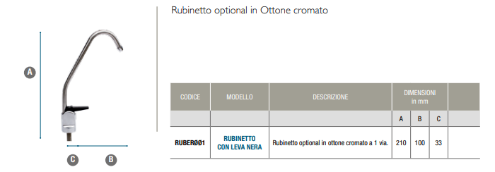 Rubinetto 1 via con leva nera
