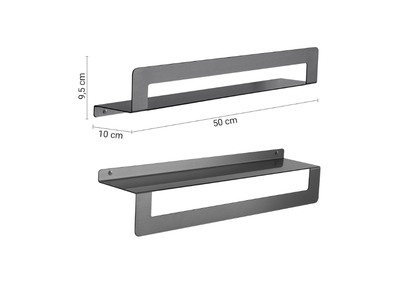 Mensola gun metal con porta asciugamani cm 50 "Cleo"