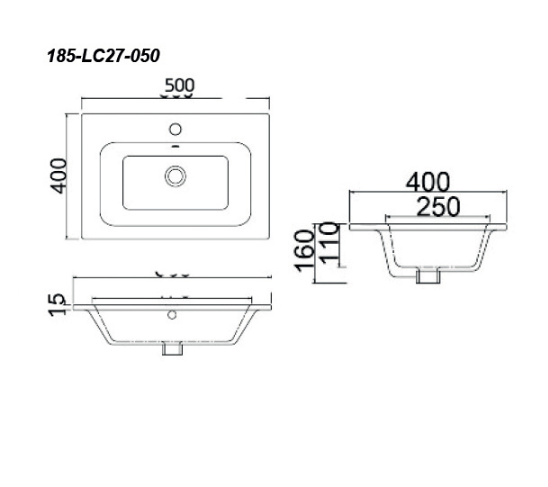 Lavabo in ceramica bianco 50 x 40 cm MOD. LC26