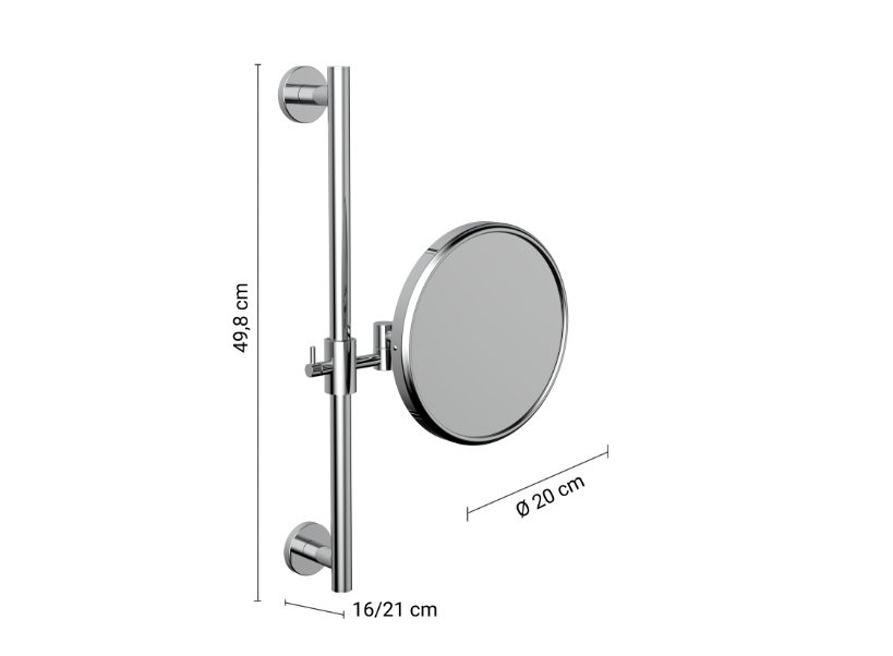 Specchio ingraditore scorrevole da parete cromato "Marcel"